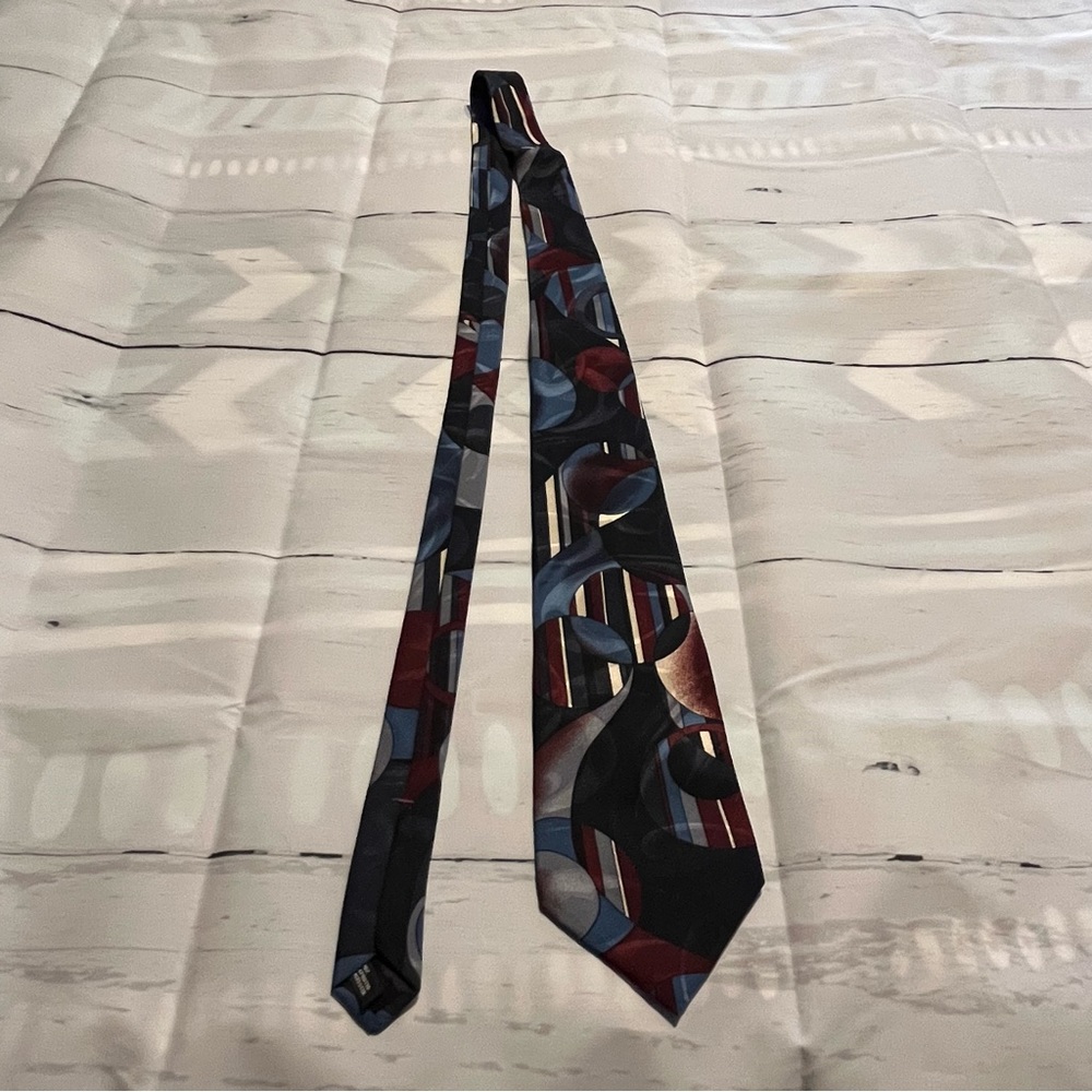 Multicolored Geometric City Streets 100% Polyester Tie